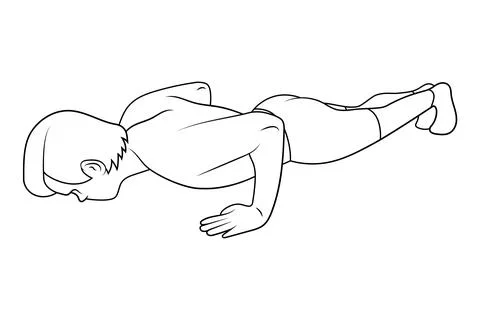 Young man doing push ups sketch illustration. Stock Illustration