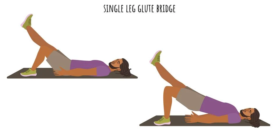 Young man doing single led glute bridge exercise Stock Illustration