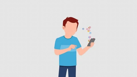 Young Man Doing Social Media Live Animation 4K On Alpha Stock Footage 295907664