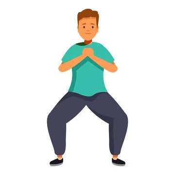 Young man doing squats exercise with clasped hands Stock Illustration