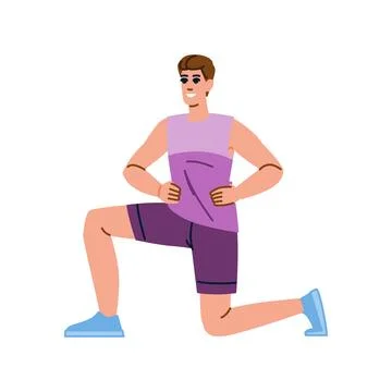 Young man doing static lunge exercise, fitness and healthy lifestyle Stock Illustration