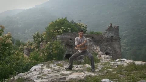 Young man doing Tai Chi exercises Video stock 10854794