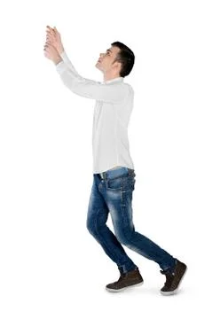 Young man drag something Stock Photos
