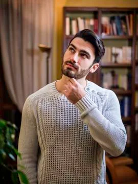 Young man with dreamy expression Stock Photos