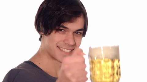 Young man drinking a beer Stock-Footage 29964925