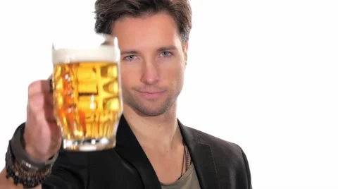 Young man drinking beer 스톡 동영상 45893303