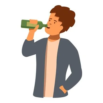 Young man drinking wine directly from bottle Stock Illustration