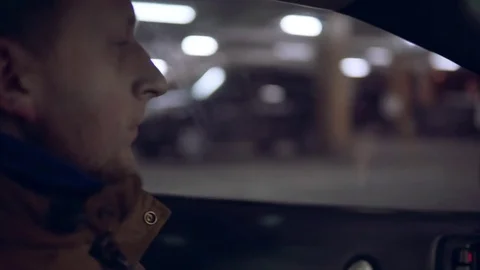 Young man driving car. View from the inside Stock Footage 72129206
