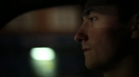 Young Man Driving at Night Stock Footage 46722500