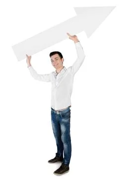 Young man with empty arrow Stock Photos