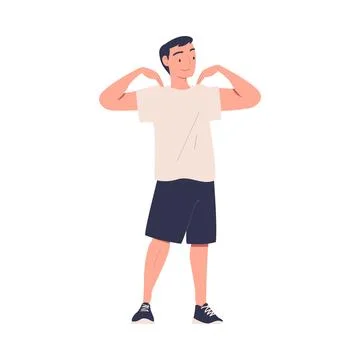 Young Man Engaged in Sport Activity Doing Physical Exercise Vector Illustration Stock Illustration