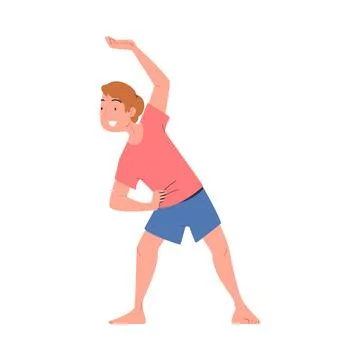 Young Man Engaged in Sport Activity Doing Physical Exercise Vector Illustration Stock Illustration