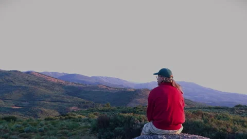 Young Man Enjoying Mountain View in Portugal Видео 343754419