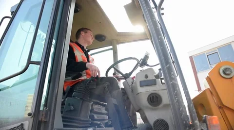 Young man in excavator Video stock 62197976