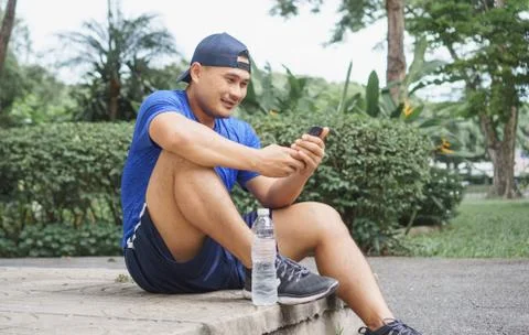 Young man exercise in the park 스톡 사진