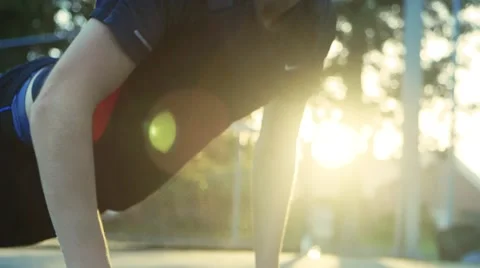Young man exercising arms and shoulders Video stock 66747552