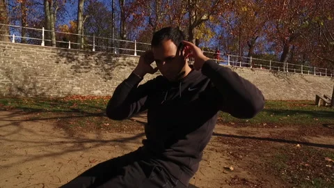 Young Man Exercising in the park. Stock Footage 144814920