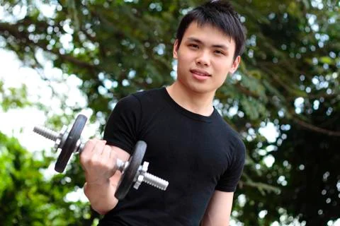 Young man exercising Foto stock