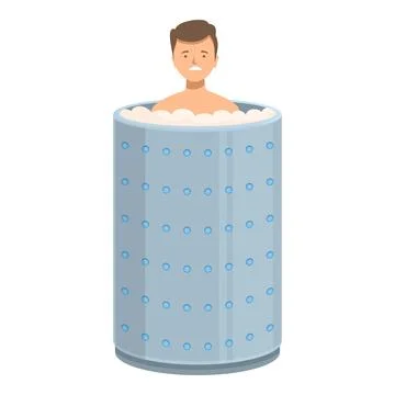 Young man experiencing discomfort while taking cryotherapy session Stock Illustration