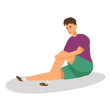 Young man experiencing pain while holding his knee Stock Illustration
