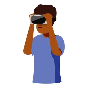 Young man experiencing virtual reality with vr headset Ilustración de archivo