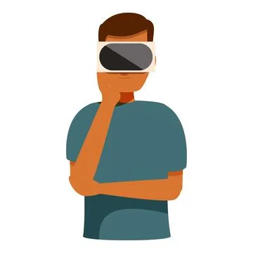 Young man experiencing virtual reality using vr headset Stock Illustration