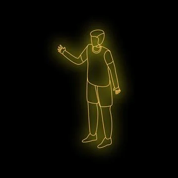 Young man explaining with neon light effect Stock Illustration