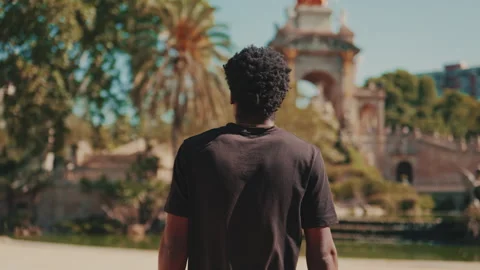 Young Man Exploring Ciutadella Park in Barcelona Stock Footage 317561832
