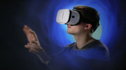 Young man exploring Virtual Reality Stock Footage 62786485