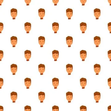 Young man face avatar seamless pattern background Stock Illustration