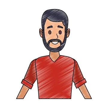 Young man face with beard scribble Stock Illustration