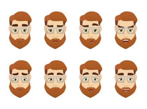 Young man face expression set Stock-Illustration