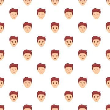 Young man face pattern expressing sadness and worry Stock Illustration