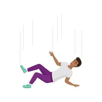 Young man falling, despair and stress of unlucky male character flying Stock Illustration