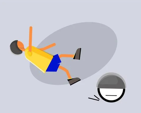 Young man falling down from the monowheel. Stock Illustration