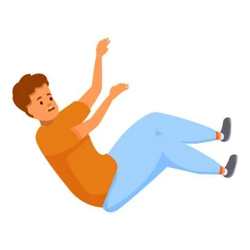 Young man falling down with scared expression on face Illustrazione stock