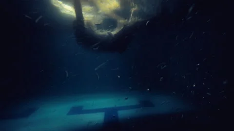 Young man falls from the sky to the ocean, drowns without being able to float Stock Footage 233620626