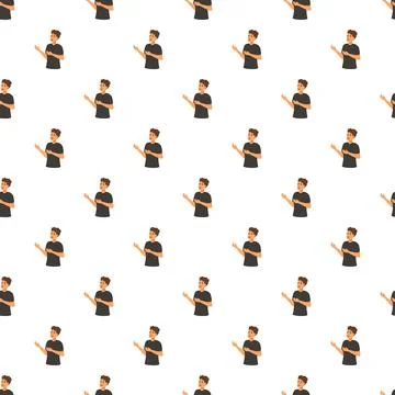Young man feeling anxious and worried seamless pattern Stock Illustration