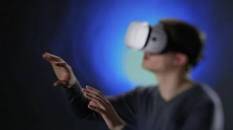 Young man feeling something in Virtual Reality Stock Footage 62785368