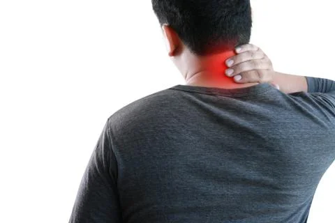 Young man Feeling suffering  Lower back pain  Pain relief concept Foto stock
