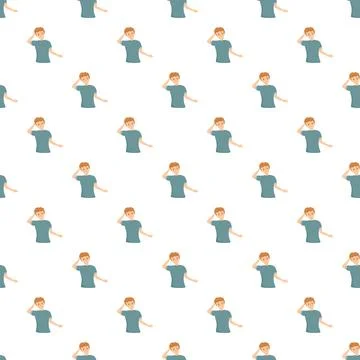 Young man finding solution to problem thinking process pattern 스톡 일러스트