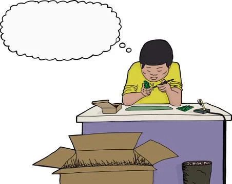 Young man fixing circuits Stock Illustration