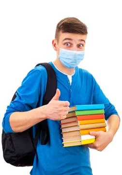 Young Man in Flu Mask Foto stock