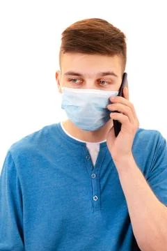 Young Man in Flu Mask Foto stock