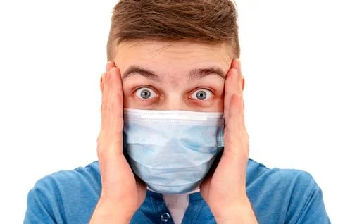 Young Man in Flu Mask Stock Photos