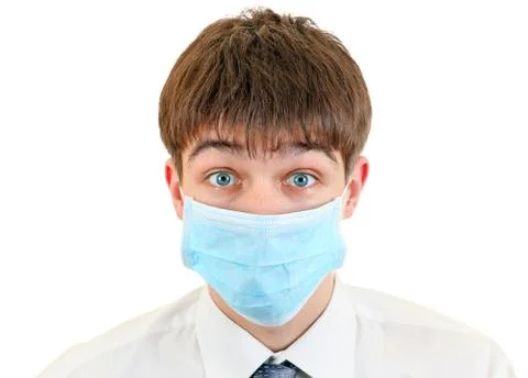 Young Man in Flu Mask Foto stock