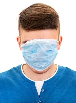 Young Man with a Flu Mask Stock Photos