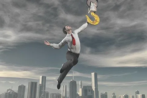 Young man flying Stock Illustration