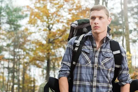 Young man in forest Stock Photos