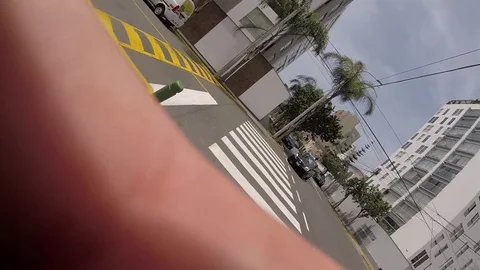 Young Man Forgot to Switch off his GoPro Camera. Hiden camera on Street Stock Footage 82842844